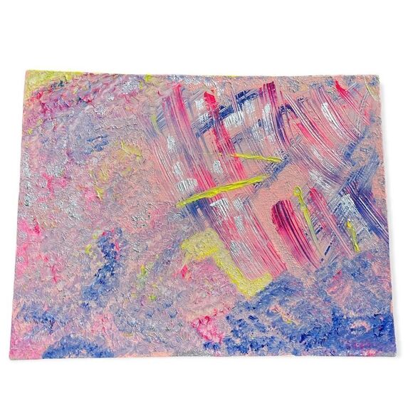 Cotton Candy Day at The Circus Custom Acrylic painting Pink Blue Yellow - Picture 6 of 6